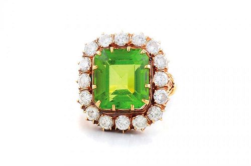 A Victorian-Style Diamond and Peridot Bishop's Ring