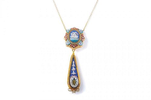 A Victorian Micromosaic Pendant Necklace