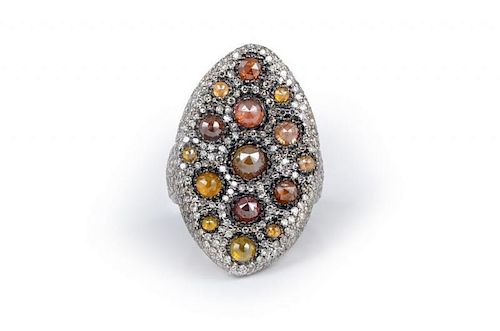 A Colored Diamond and Multi-Gem Ring