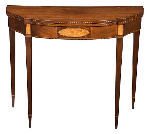 New England Federal Flame Birch Inlaid Card Table