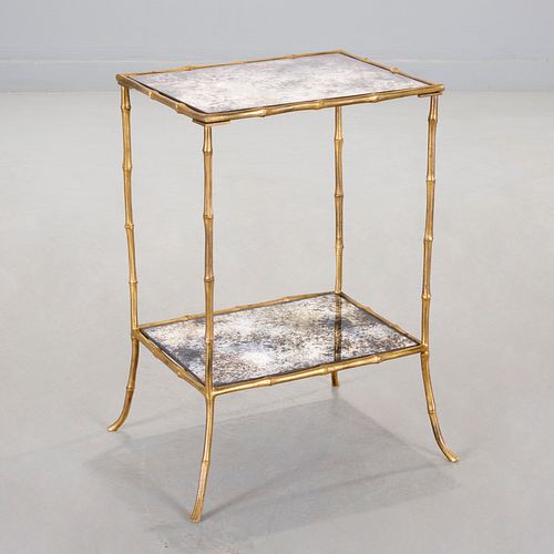 Masion Bagues gilt bronze two-tier side table