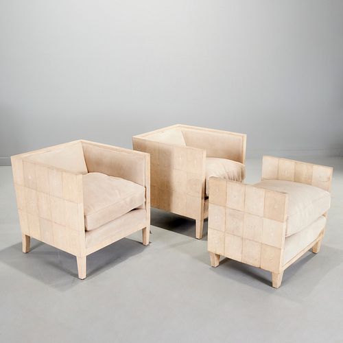 JM Frank (attrib.), pair chairs & ottoman, Chanaux