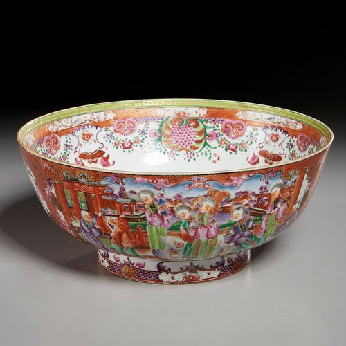 Chinese Export rose mandarin punch bowl