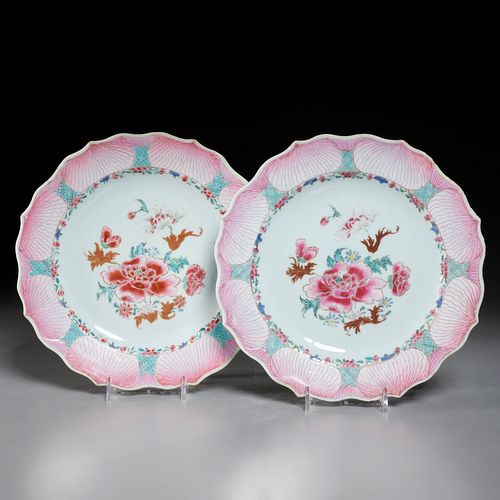 Pair Chinese Export Lotus plates