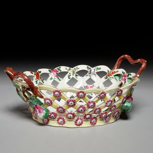 Dr. Wall Worcester openwork basket, 18th c.