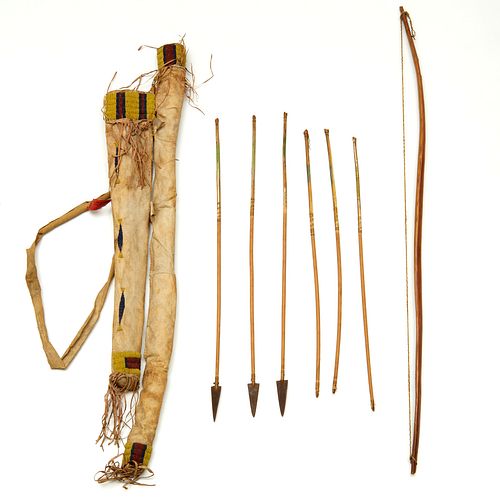 Good Sioux beaded bowcase, quiver & arrows