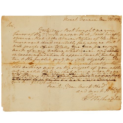 Geo. Washington (attrib), autograph letter, signed