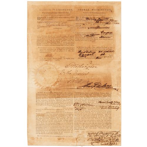 G. Washington & Th. Jefferson, signed ship's pass