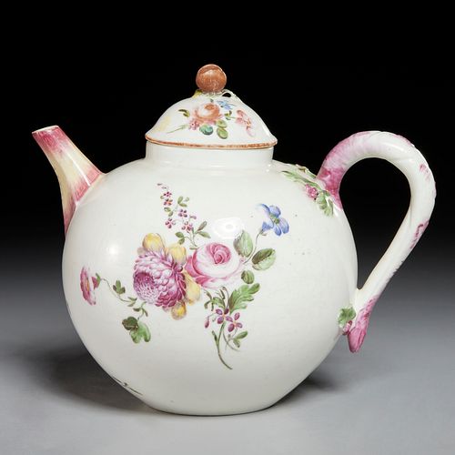 Mennecy spherical teapot and cover, 18th c.