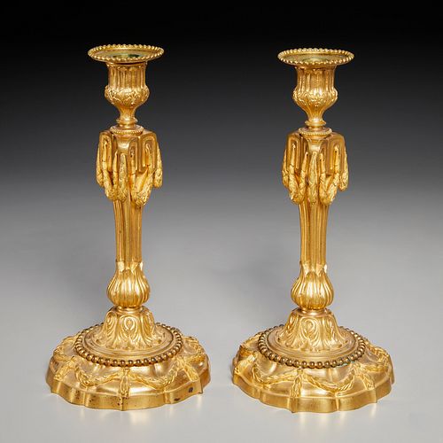 Nice pair Louis XVI gilt bronze candlesticks