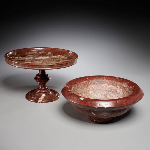 Grand Tour rouge griotte marble tazza & bowl