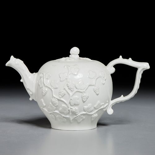 Rare Meissen white porcelain teapot, 18th c.