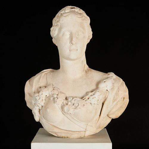 French or Italian School, marble bust of Flora
