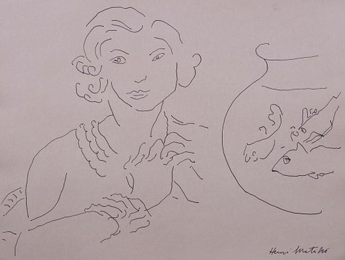 Henri Emile Benoit Matisse, Manner of: Woman and Fish Bowl