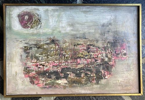 Asian Modernist Oil Painting, Unidentified, style of Zao Wou Ki, signed