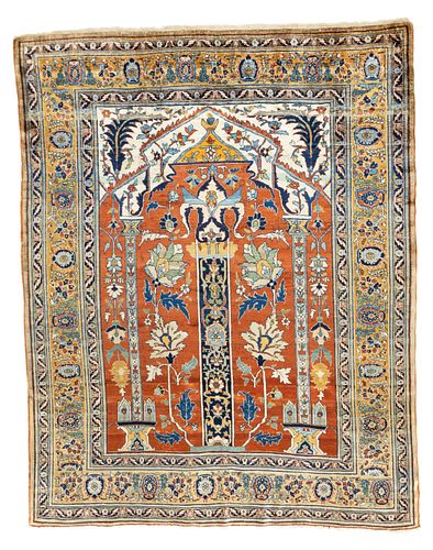 Antique Silk Tabriz Rug, 4’7" x 5’9” (1.40 x 1.75 M)