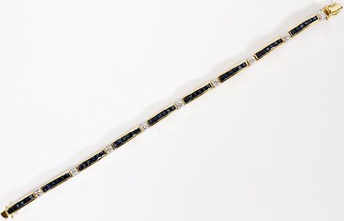 18KT GOLD AND 4CT SAPPHIRE AND DIAMOND BRACELET