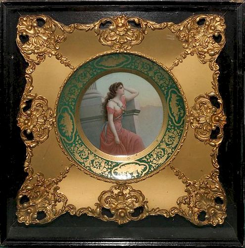 GERMAN PAINTED PORCELAIN CABINET PLATE 19TH C.