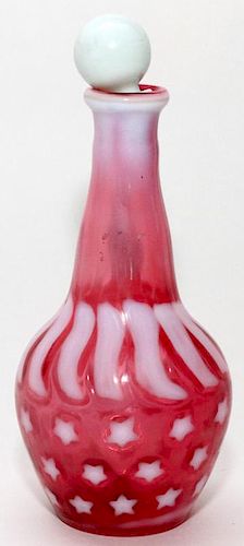 AMERICAN CRANBERRY OPALESCENT GLASS BOTTLE C.1880