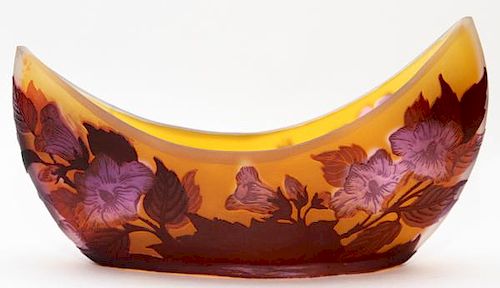 SIGNED GALLE CAMEO GLASS CENTERPIECE BOWL