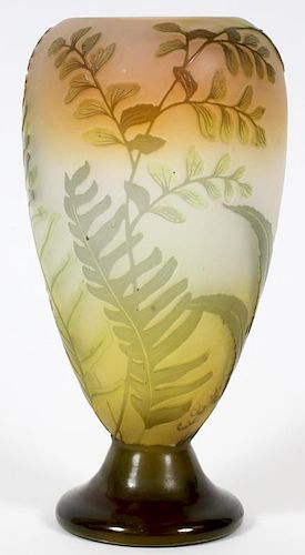 SIGNED GALLE CAMEO GLASS VASE C.1925