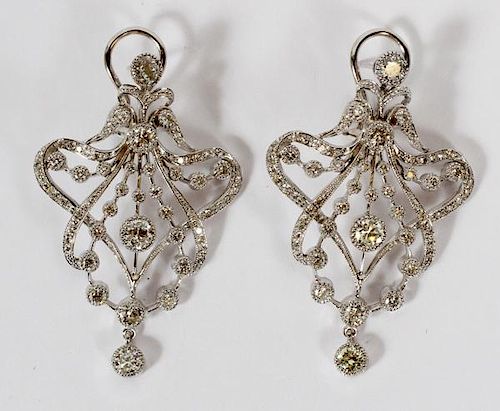 18KT WHITE GOLD AND 5CT DIAMOND DANGLE EARRINGS