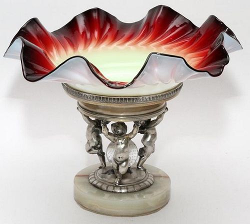 PAIRPOINT SILVERPLATE AND GLASS FIGURAL CENTERPIECE