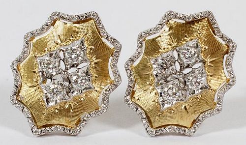 18KT GOLD AND 1CT DIAMOND EARRINGS PAIR