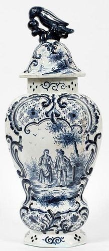 DELFT POTTERY COVERED URN