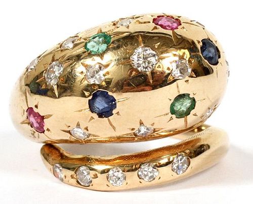 LADY'S MIXED GEM STONE RING 14KT.