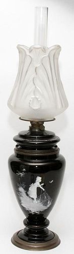 MARY GREGORY OIL LAMP 19TH C.