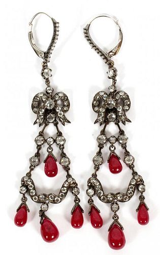 18KT WHITE GOLD AND 7.5CT RUBY EARRINGS PAIR