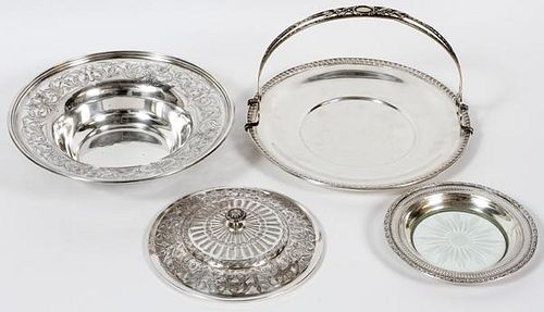 AMERICAN STERLING PIERCED BOWL & PLATES FOUR PIECES