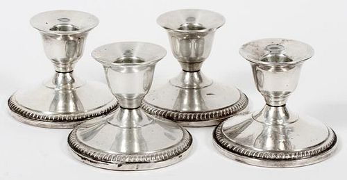 STERLING WEIGHTED CANDLESTICKS  TWO PAIRS