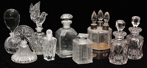 CRYSTAL AND GLASS PERFUME AND COLOGNE BOTTLES