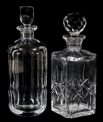 ORREFORS AND ATLANTIS CRYSTAL DECANTERS TWO