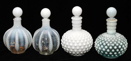 OPALESCENT AND MILK GLASS PERFUME BOTTLES