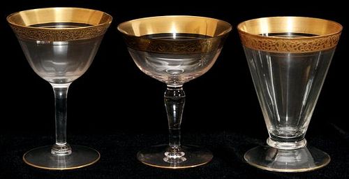 GOLD BAND CRYSTAL STEMWARE C.1940 17 PIECES