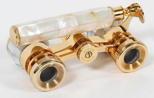 MOTHER OF PEARL OPERA GLASSES IN CASE