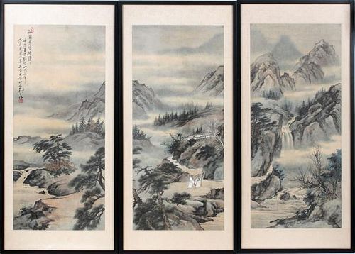 JAPANESE WOODBLOCK TRYPTIC EACH PANEL