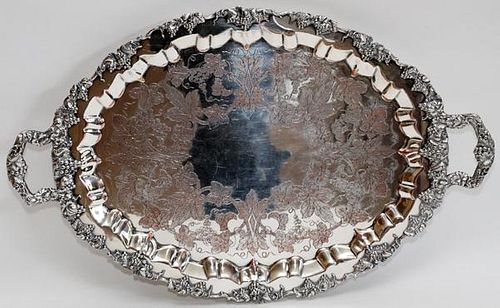 ENGLISH SILVERPLATE SERVING TRAY OVERALL