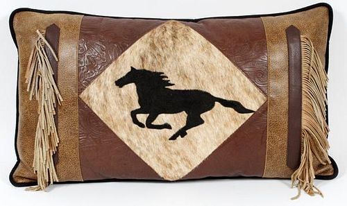 LEATHER AND HORSE HAIR THROW PILLOW