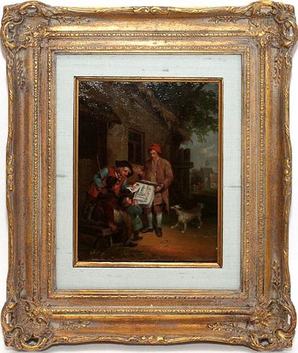 ABRAHAM VAN STRY THE ELDER (DUTCH, 1753-1826), OIL ON BEVELLED WOOD PANEL, H 10", W 9"