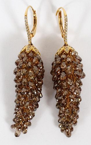 18KT GOLD AND 60CT NATURAL FANCY DIAMOND EARRINGS