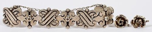 HECTOR AGUILAR MEXICAN SILVER BRACELET AND EARRINGS