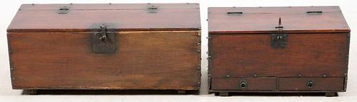 CHINESE PINE CHESTS 19TH C. 2 PIECES