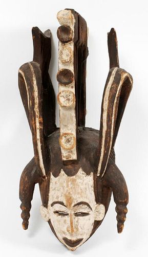 AFRICAN CARVED WOOD POLYCHROME MASK