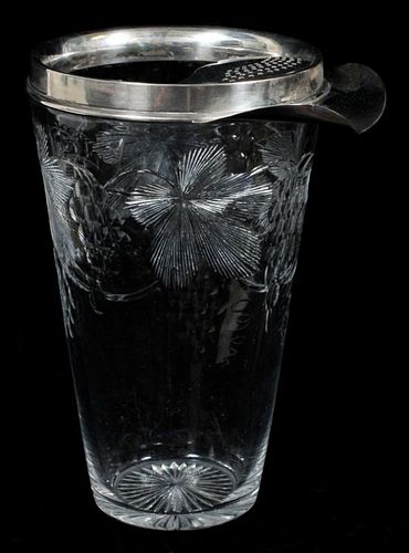 STERLING & GLASS COCKTAIL PITCHER FOR TIFFANY