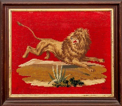 Needlework Picture of a Lion