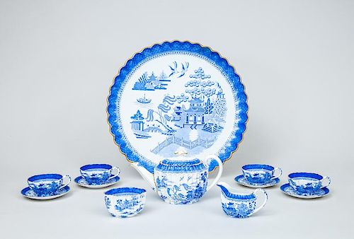 Spode Twelve-Piece Blue and White Porcelain Tea Service